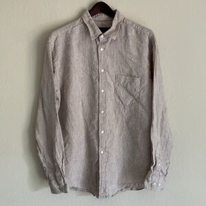 Jos A Bank Reserve 100% Linen Shirt Light Brown Long Sleeve Button Up Men’s L